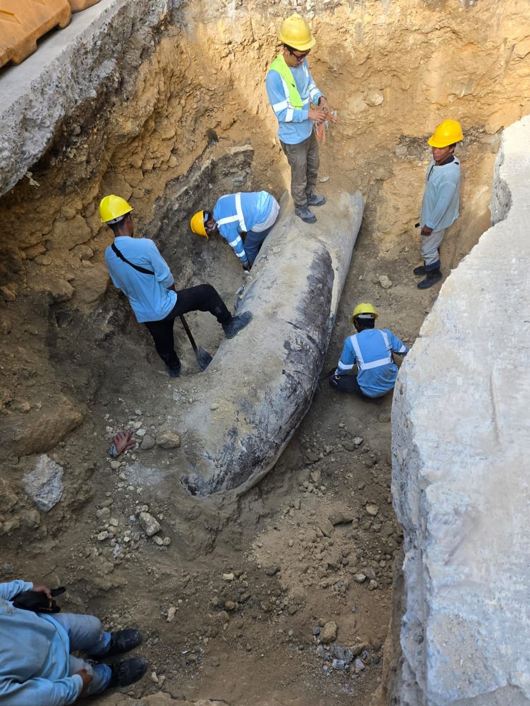 Workers executing emergency bypass plan.